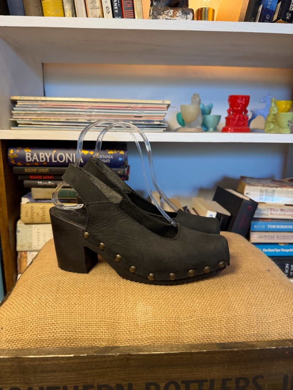 Black Women’s Studded Slingback Clog Heels